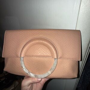 Elegant Tan Clutch with Marble Accent